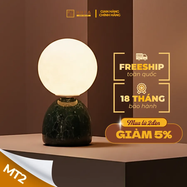 Đèn Ngủ Để Bàn Mặt Trăng In 3D HUTA MT2 Thân Gốm Sứ, Điều Chỉnh Độ Sáng, Ba Màu Sáng