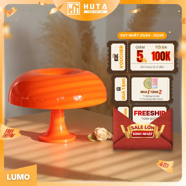 Đèn Bàn Trang Trí HUTA Light For Life LUMO Decor Phòng, Điều Chỉnh Độ Sáng