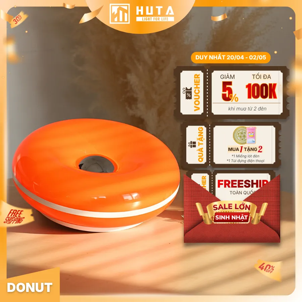 Đèn Bàn Trang Trí HUTA Light For Life DONUT Phong Cách Hiện Đại, Decor Phòng, Điều Chỉnh Độ Sáng