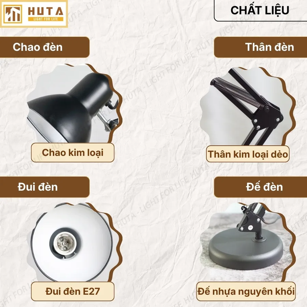 Đèn Bàn Làm Việc HUTA Light For Life KYSU1 Kiểu Dáng Pixar, Khớp Nối Điều Chỉnh
