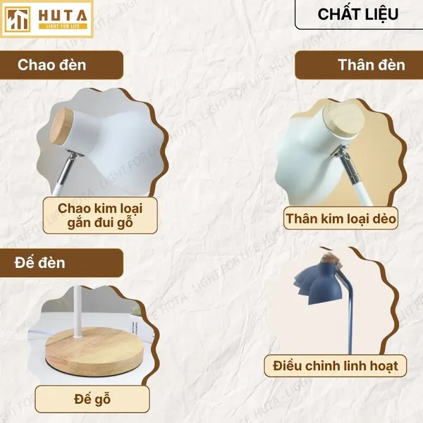 Đèn Bàn Học HUTA Light For Life LVG1 Ánh Sáng Trắng Vàng, Decor Phòng, Đèn Bàn Làm Việc