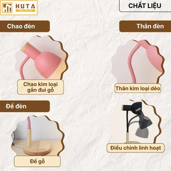 Đèn Bàn Học HUTA Light For Life LVG2 Bóng Led 3 Màu Sáng, Decor Phòng, Đèn Bàn Làm Việc