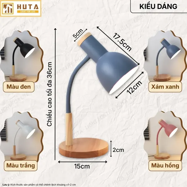 Đèn Bàn Học HUTA Light For Life LVG2 Bóng Led 3 Màu Sáng, Decor Phòng, Đèn Bàn Làm Việc