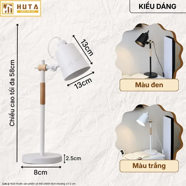 Đèn Bàn Học HUTA Light For Life LVK1 Bóng Led 3 Màu Sáng, Đèn Bàn Làm việc Kim Loại