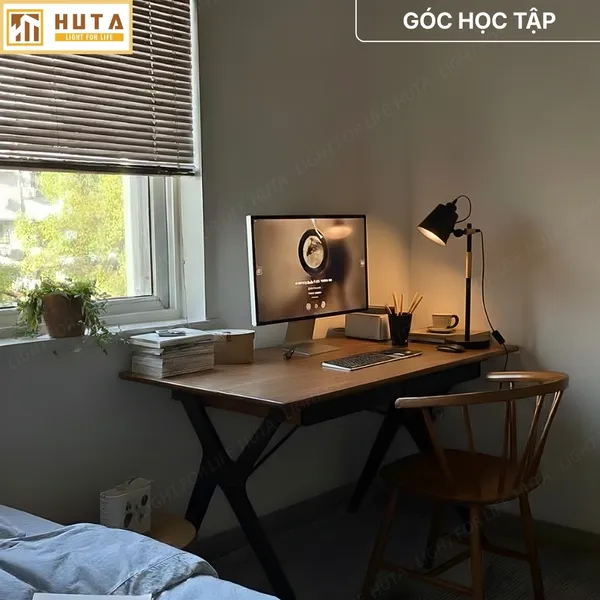 Đèn Bàn Học HUTA Light For Life LVK1 Bóng Led 3 Màu Sáng, Đèn Bàn Làm việc Kim Loại