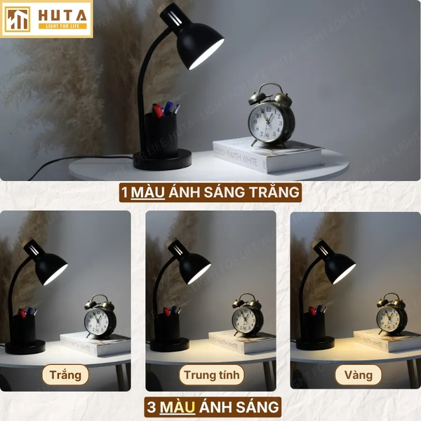 Đèn Bàn Học HUTA Light For Life LVK2 Đèn Bàn Làm Việc, Bóng Led 3 Màu Sáng, Bảo Hành 24 Tháng
