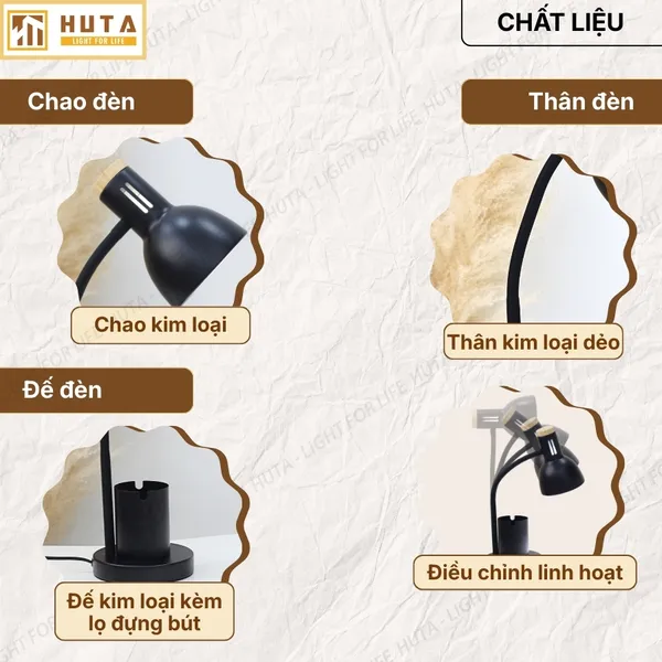Đèn Bàn Học HUTA Light For Life LVK2 Đèn Bàn Làm Việc, Bóng Led 3 Màu Sáng, Bảo Hành 24 Tháng