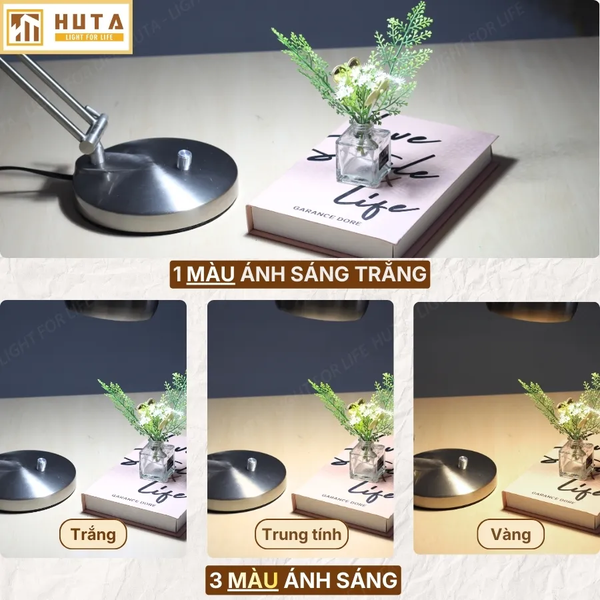 Đèn Bàn Học HUTA Light For Life LVK3 Bóng Led 3 Màu Sáng, Bảo Hành 24 Tháng