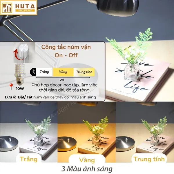 Đèn Bàn Học HUTA Light For Life LVK3 Bóng Led 3 Màu Sáng, Bảo Hành 24 Tháng