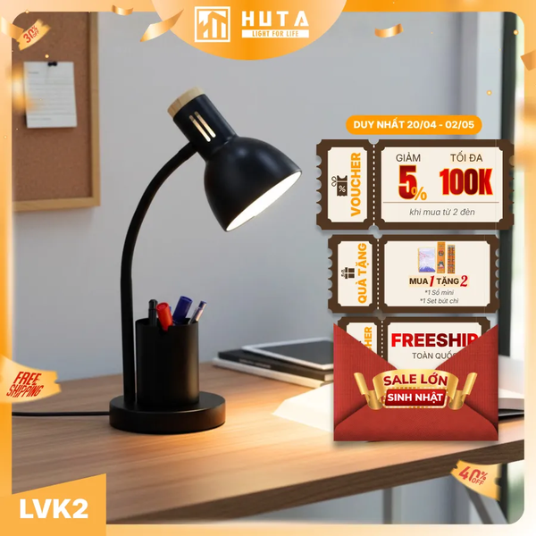 Đèn Bàn Học HUTA Light For Life LVK2 Đèn Bàn Làm Việc, Bóng Led 3 Màu Sáng, Bảo Hành 24 Tháng