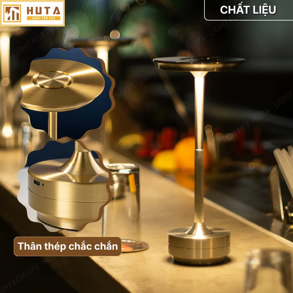 Đèn Bàn Cảm Ứng Hiện Đại HUTA Light For Life AL4 Kim Loại Sơn Tĩnh Điện, Thiết Kế Hiện Đại, Pin Sạc Tích Điện