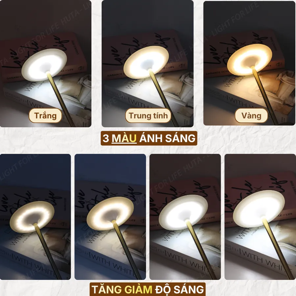 Đèn Bàn Cảm Ứng Hiện Đại HUTA Light For Life AL4 Kim Loại Sơn Tĩnh Điện, Thiết Kế Hiện Đại, Pin Sạc Tích Điện