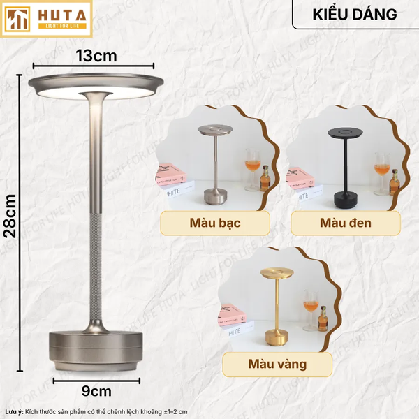 Đèn Bàn Cảm Ứng Hiện Đại HUTA Light For Life AL4 Kim Loại Sơn Tĩnh Điện, Thiết Kế Hiện Đại, Pin Sạc Tích Điện