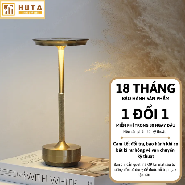 Đèn Bàn Cảm Ứng Hiện Đại HUTA Light For Life AL4 Kim Loại Sơn Tĩnh Điện, Thiết Kế Hiện Đại, Pin Sạc Tích Điện
