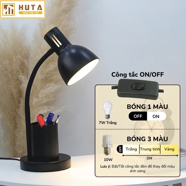 Đèn Bàn Học HUTA Light For Life LVK2 Đèn Bàn Làm Việc, Bóng Led 3 Màu Sáng, Bảo Hành 24 Tháng