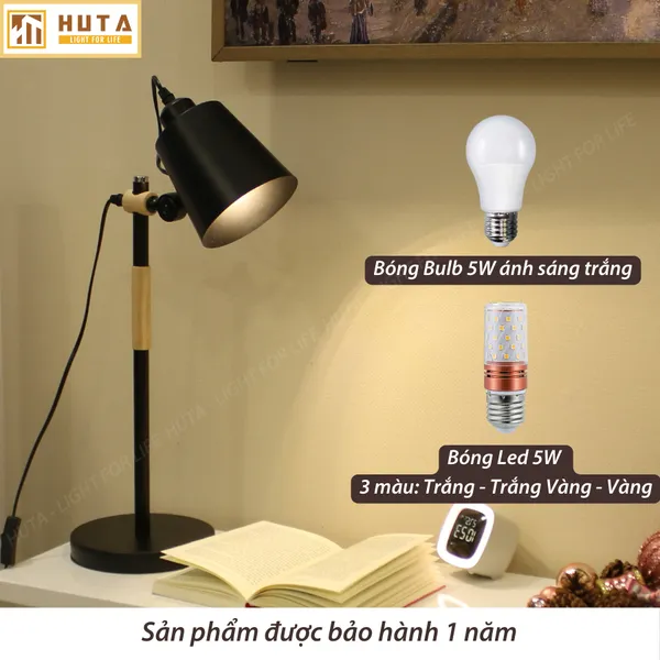 Đèn Bàn Làm Việc HUTA Light For Life LVK01 Bóng Led 3 Màu Sáng, Đèn Học Để Bàn Kim Loại