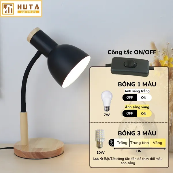 Đèn Bàn Học HUTA Light For Life LVG2 Bóng Led 3 Màu Sáng, Decor Phòng, Đèn Bàn Làm Việc