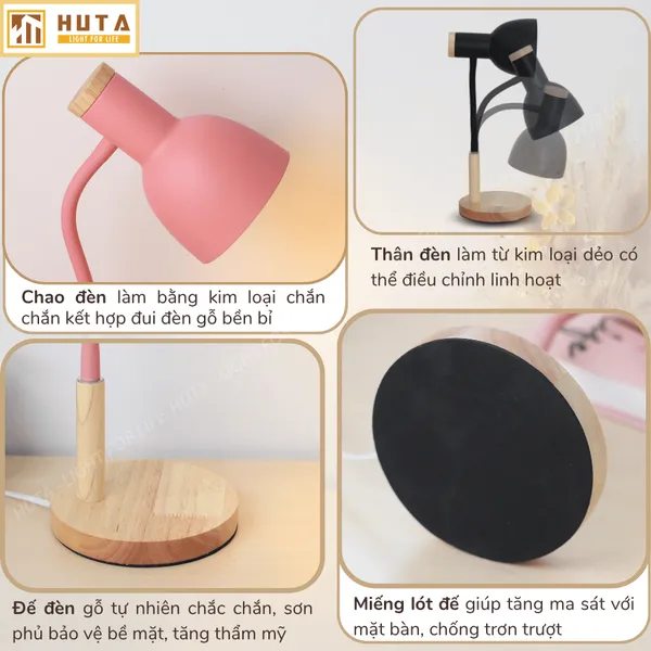 Đèn Bàn Học HUTA Light For Life LVG02 Bóng Led 3 Màu Sáng, Decor Phòng, Đèn Bàn Làm Việc