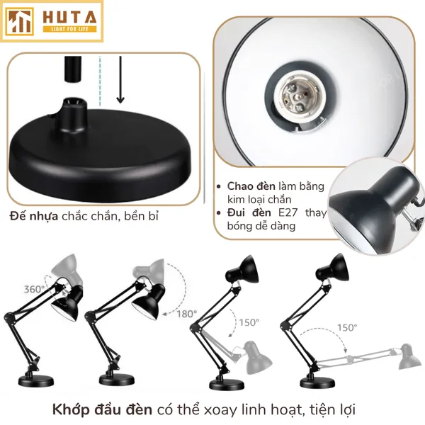 Đèn Bàn Làm Việc HUTA Light For Life KYSU01 Kiểu Dáng Pixar, Khớp Nối Điều Chỉnh