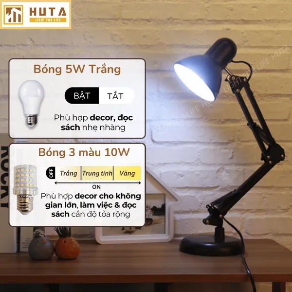 Đèn Bàn Làm Việc HUTA Light For Life KYSU01 Kiểu Dáng Pixar, Khớp Nối Điều Chỉnh