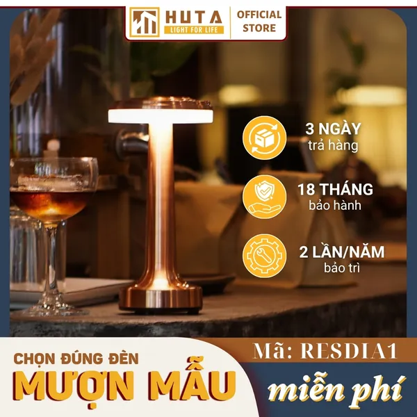 Đèn Bàn Led Quầy Bar, Quán Bar, Nhà Hàng Pin Sạc Tích Điện Mã RESDIA1