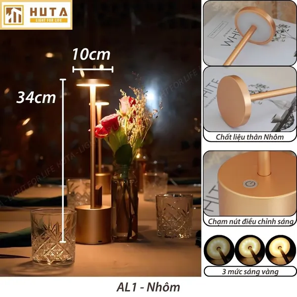 Đèn Bàn Led Quầy Bar, Quán Bar, Nhà Hàng Pin Sạc Tích Điện Mã AL1