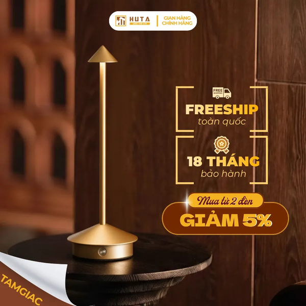 Đèn Bàn Cảm Ứng Hiện Đại HUTA Light For Life TAMGIAC Bảo Hành 18 Tháng, Điều Chỉnh Độ Sáng