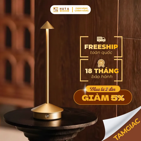 Đèn Bàn Cảm Ứng Hiện Đại HUTA Light For Life TAMGIAC Bảo Hành 18 Tháng, Điều Chỉnh Độ Sáng