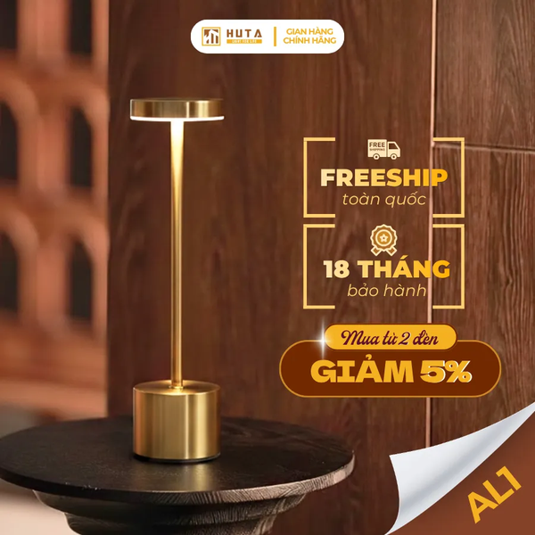 Đèn Bàn Pin Sạc HUTA Light For Life AL1 Thép Điều Chỉnh Độ Sáng, Thiết Kế Hiện Đại