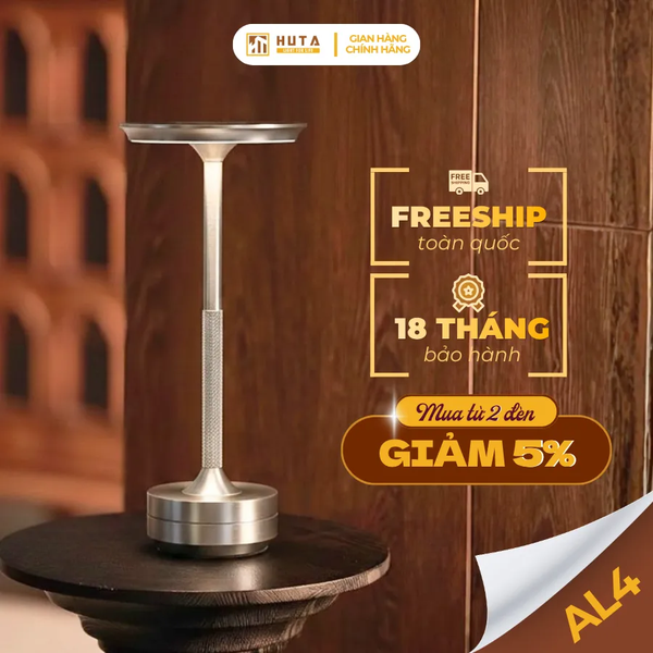 Đèn Bàn Cảm Ứng Hiện Đại HUTA Light For Life AL4 Kim Loại Sơn Tĩnh Điện, Thiết Kế Hiện Đại, Pin Sạc Tích Điện