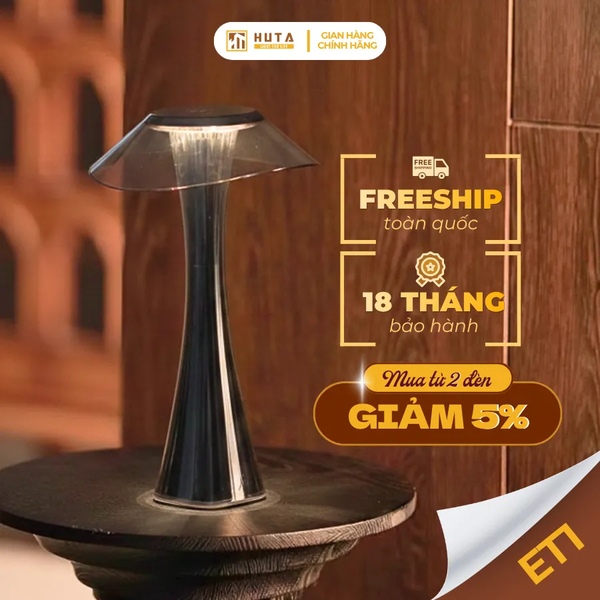 Đèn Bàn Pin Sạc HUTA Light For Life ET1 Kim Loại Sơn Tĩnh Điện, Bảo Hành 18 Tháng