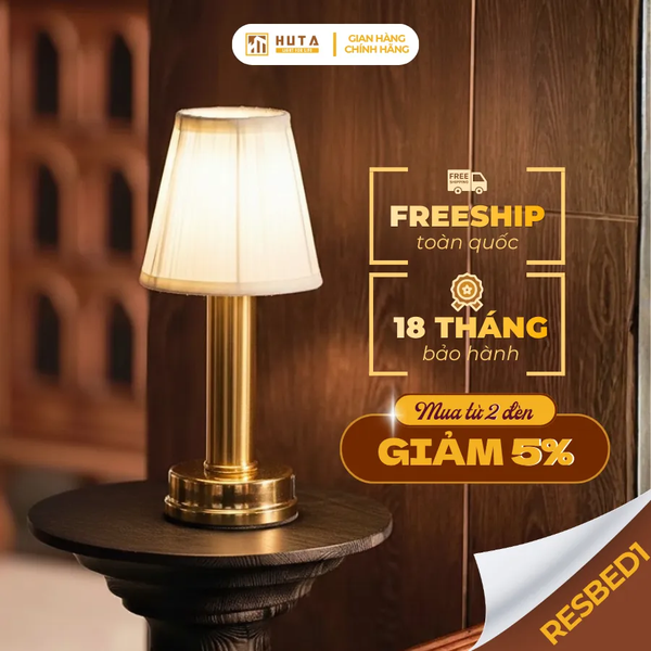 Đèn Bàn Decor Mới HUTA Light For Life RESBED1 Chạm Cảm Ứng, Pin Sạc Tích Điện, Bảo Hành 18 Tháng
