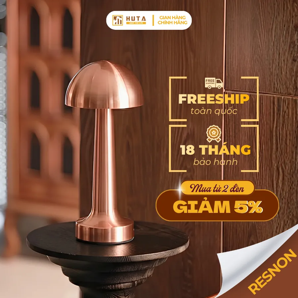 Đèn Bàn Trang Trí HUTA Light For Life RESNON Pin Sạc Tích Điện, Kim Loại Sơn Tĩnh Điện