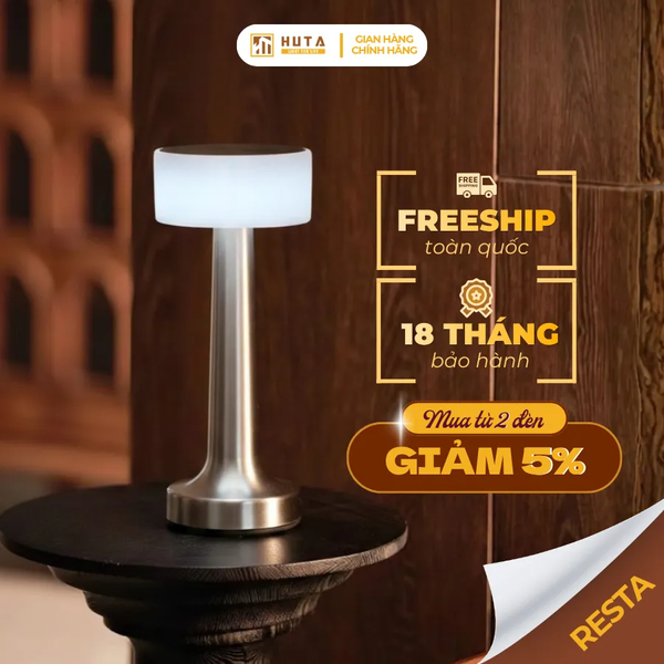 Đèn Bàn Trang Trí HUTA Light For Life RESTA Chạm Cảm Ứng, Điều Chỉnh Độ Sáng, Bảo Hành 18 Tháng
