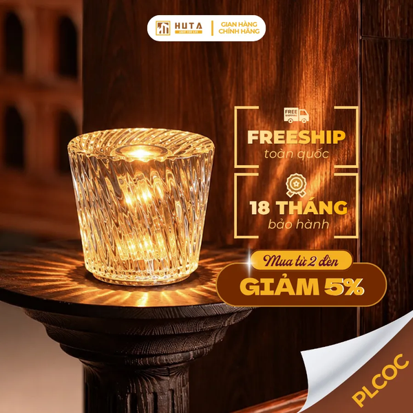 Đèn Bàn Pin Sạc HUTA Light For Life PLCOC Bảo Hành 18 Tháng, Thiết Kế Hiện Đại, Ba Chế Độ Sáng