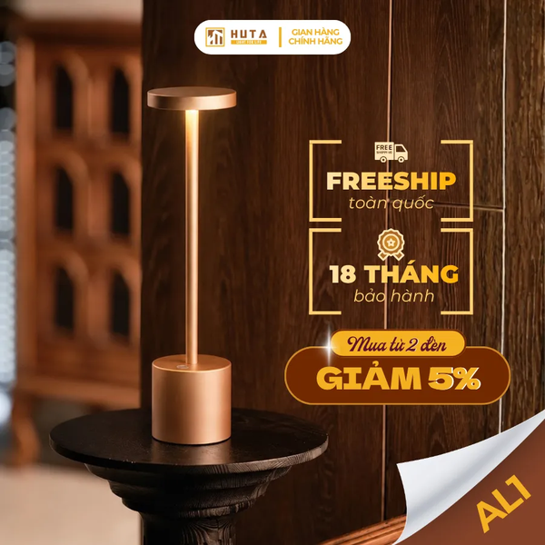 Đèn Bàn Pin Sạc HUTA Light For Life AL1 Nhôm Điều Chỉnh Độ Sáng, Thiết Kế Hiện Đại