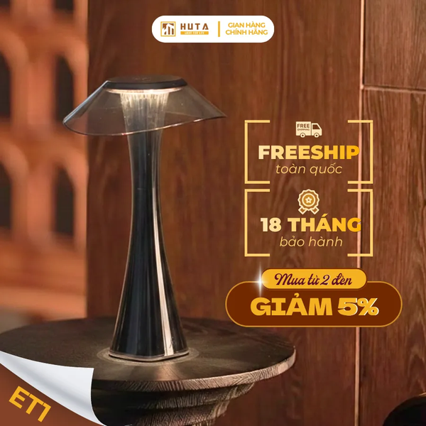 Đèn Bàn Pin Sạc HUTA Light For Life ET1 Kim Loại Sơn Tĩnh Điện, Bảo Hành 18 Tháng