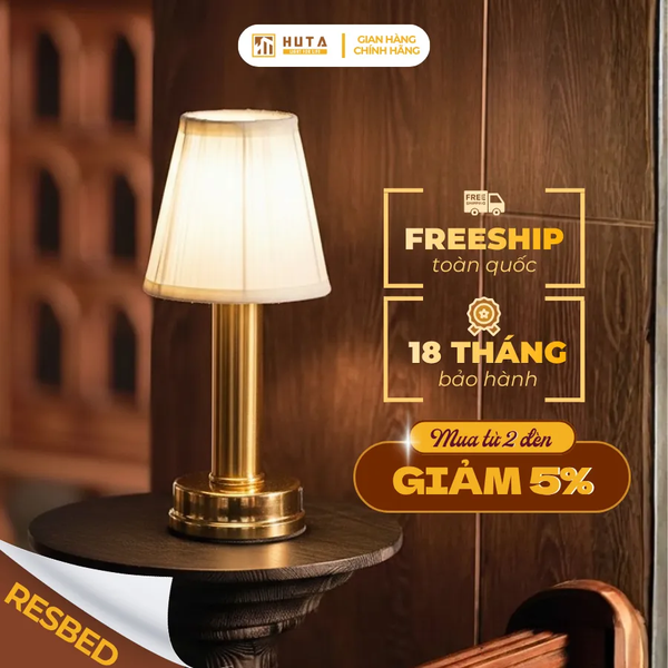 Đèn Bàn Decor Mới HUTA Light For Life RESBED1 Chạm Cảm Ứng, Pin Sạc Tích Điện