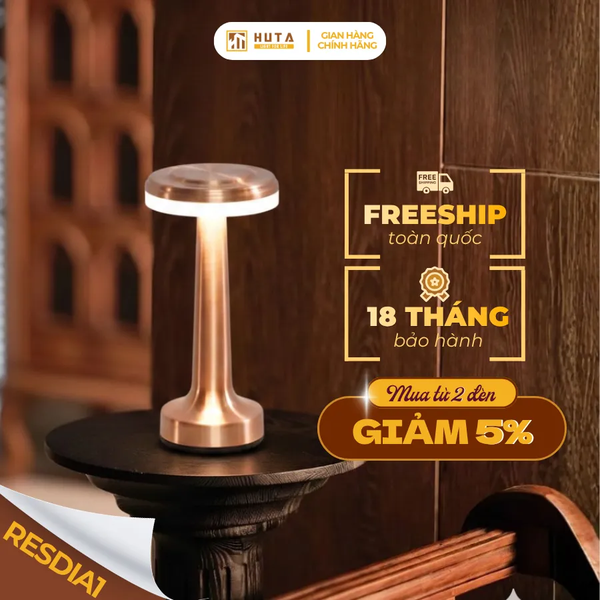 Đèn Bàn Trang Trí HUTA Light For Life RESDIA1 Điều Chỉnh Độ Sáng, Chạm Cảm Ứng, Bảo Hành 18 Tháng