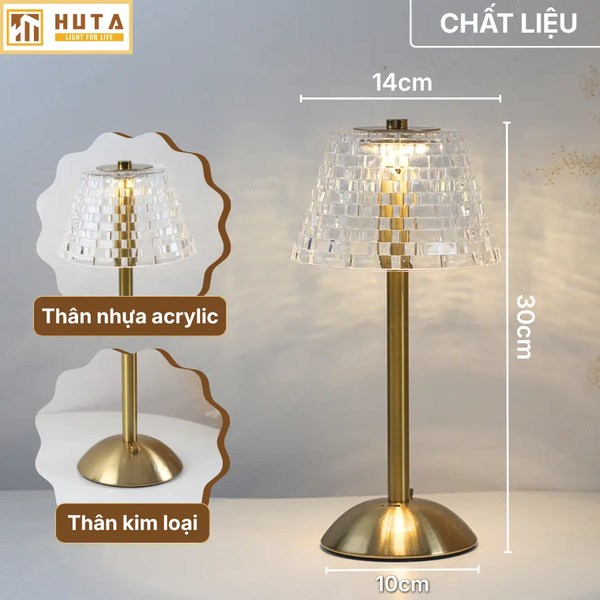 Đèn Bàn Decor HUTA Light For Life RESBED3 Cảm Ứng Tích Điện, Điều Chỉnh Ánh Sáng Vàng