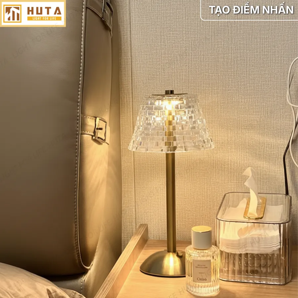 Đèn Bàn Decor HUTA Light For Life RESBED3 Cảm Ứng Tích Điện, Điều Chỉnh Ánh Sáng Vàng