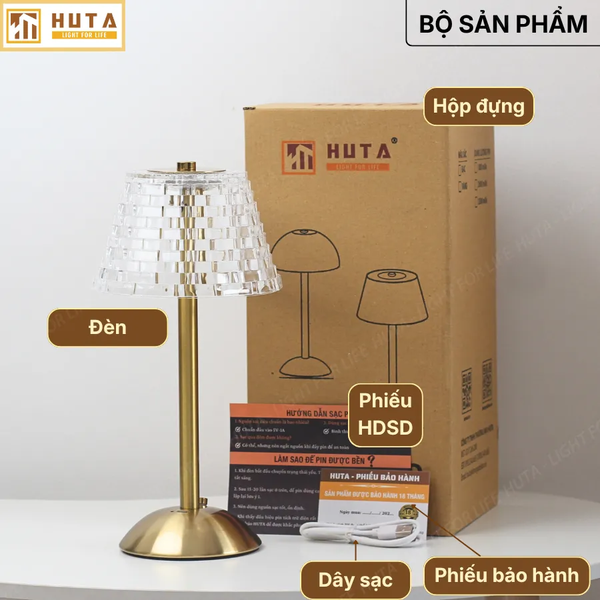 Đèn Bàn Decor HUTA Light For Life RESBED3 Cảm Ứng Tích Điện, Điều Chỉnh Ánh Sáng Vàng