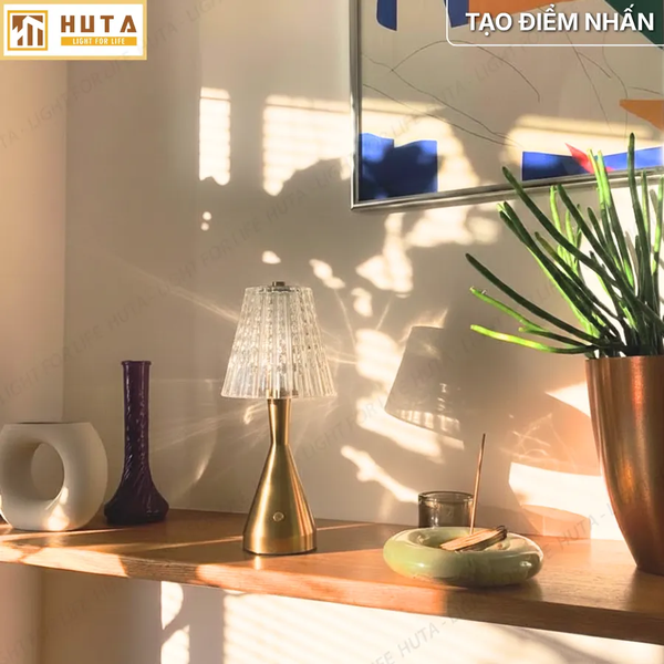 Đèn Bàn Không Dây HUTA Light For Life RESBED2 Kim Loại Sơn Tĩnh Điện, Điều Chỉnh Độ Sáng