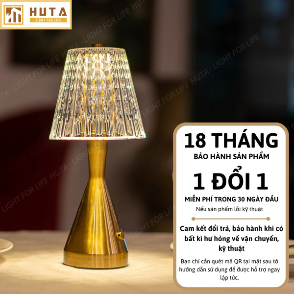 Đèn Bàn Không Dây HUTA Light For Life RESBED2 Kim Loại Sơn Tĩnh Điện, Điều Chỉnh Độ Sáng