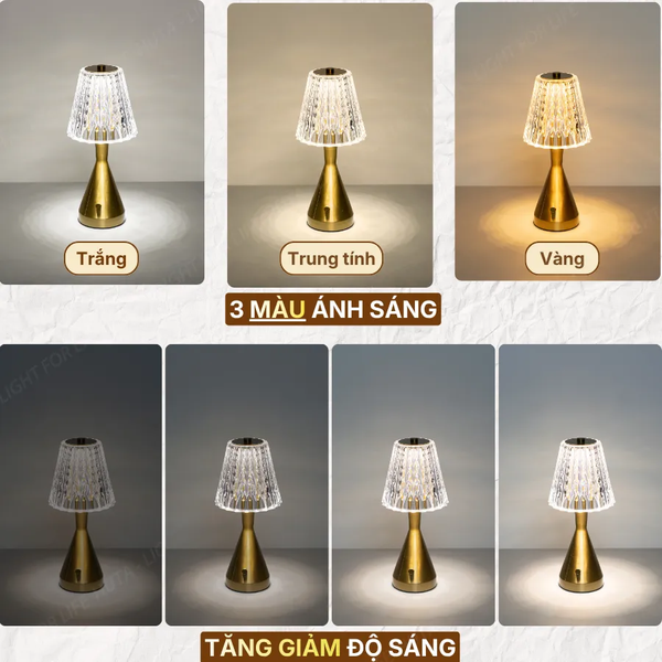 Đèn Bàn Không Dây HUTA Light For Life RESBED2 Kim Loại Sơn Tĩnh Điện, Điều Chỉnh Độ Sáng