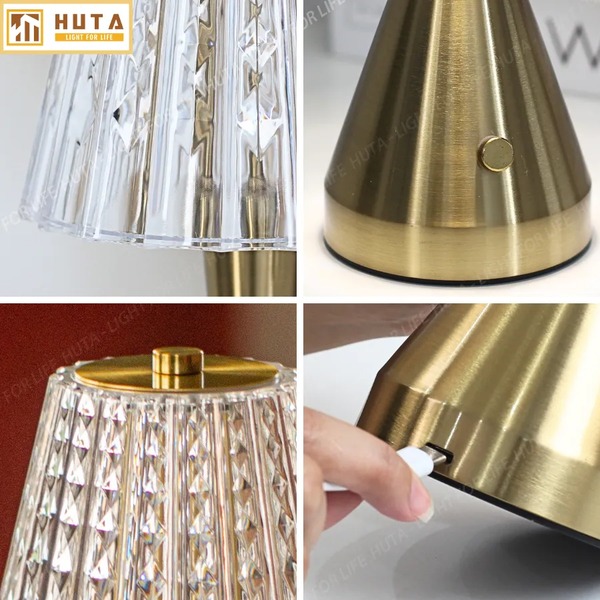 Đèn Bàn Không Dây HUTA Light For Life RESBED2 Kim Loại Sơn Tĩnh Điện, Điều Chỉnh Độ Sáng