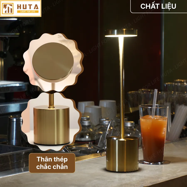 Đèn Bàn Pin Sạc HUTA Light For Life AL1 Thép Điều Chỉnh Độ Sáng, Thiết Kế Hiện Đại