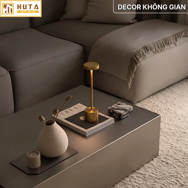 Đèn Bàn Pin Sạc HUTA Light For Life AL1 Thép Điều Chỉnh Độ Sáng, Thiết Kế Hiện Đại