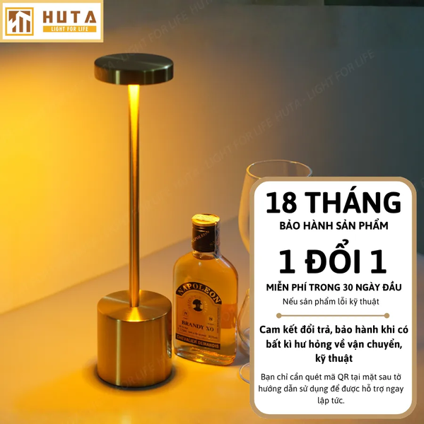 Đèn Bàn Pin Sạc HUTA Light For Life AL1 Thép Điều Chỉnh Độ Sáng, Thiết Kế Hiện Đại