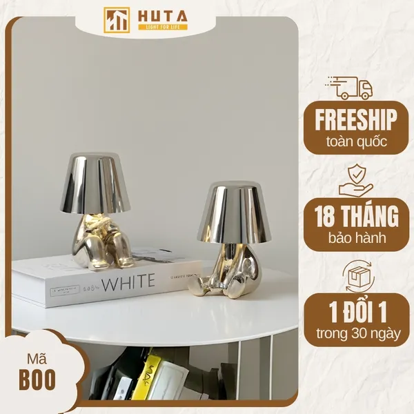 Đèn Bàn Trang Trí HUTA Light For Life BOO Pin Sạc Tích Điện, Điều Chỉnh Độ Sáng, Decor Phòng